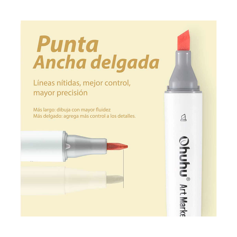 Ohuhu 60 Marcadores De Alcohol + 1 Blender Fina y Biselada 4