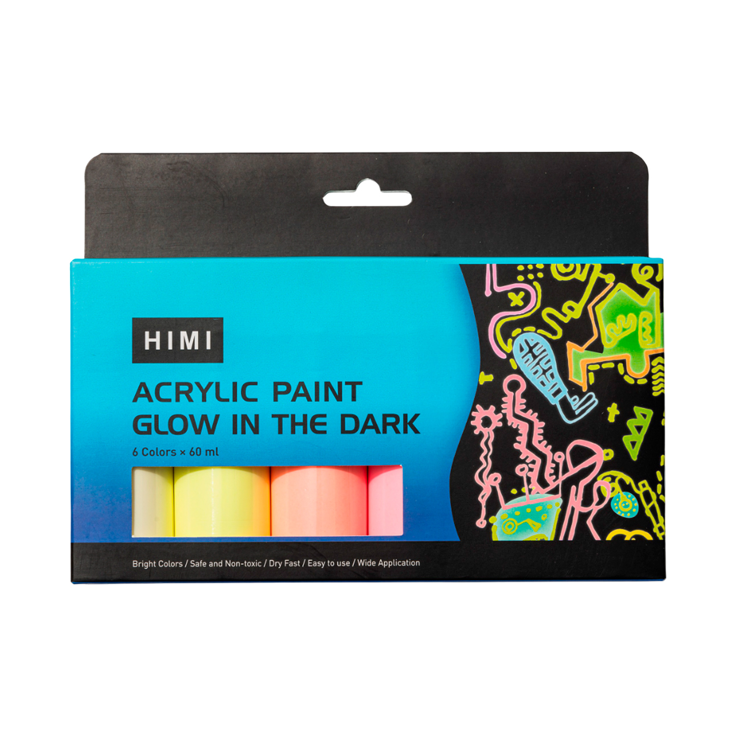 Set 6 Pinturas Acrílicas Brilla En La Oscuridad 60ml 1