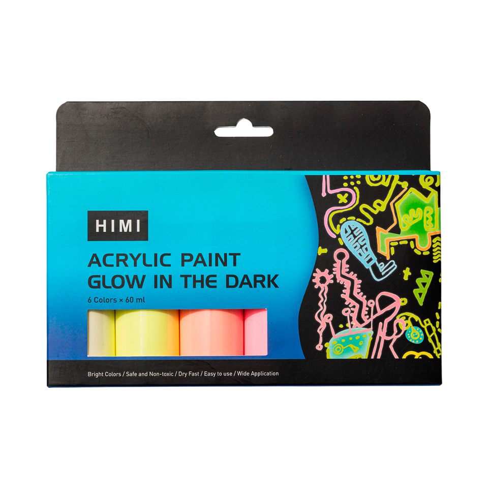 Set 6 Pinturas Acrílicas Brilla En La Oscuridad 60ml 1