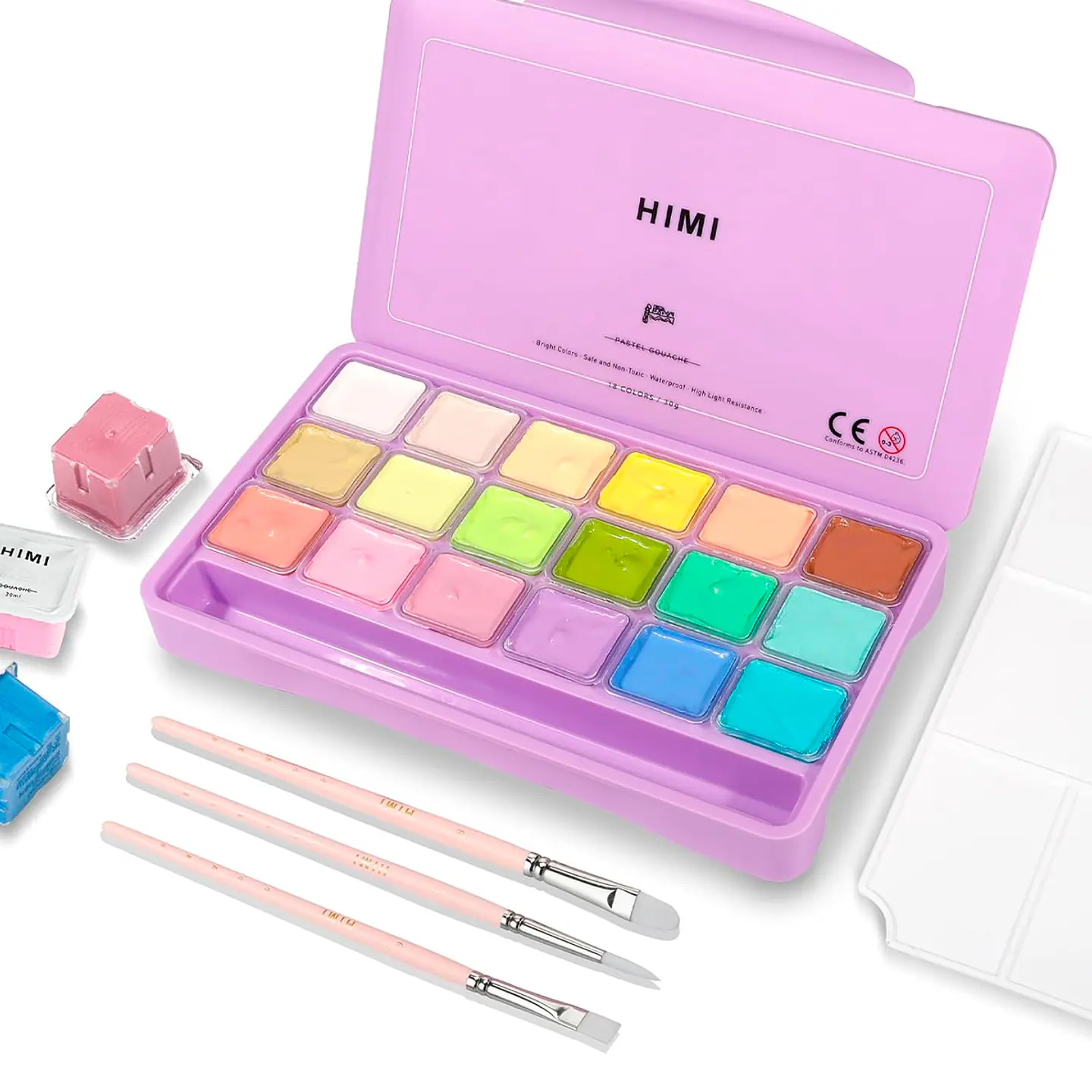 Set De Pintura 18 Colores Gouache Pastel Himi 30g 2