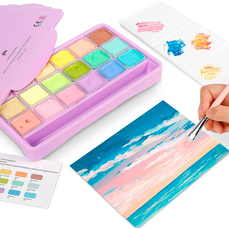 Set De Pintura 18 Colores Gouache Pastel Himi 30g 4