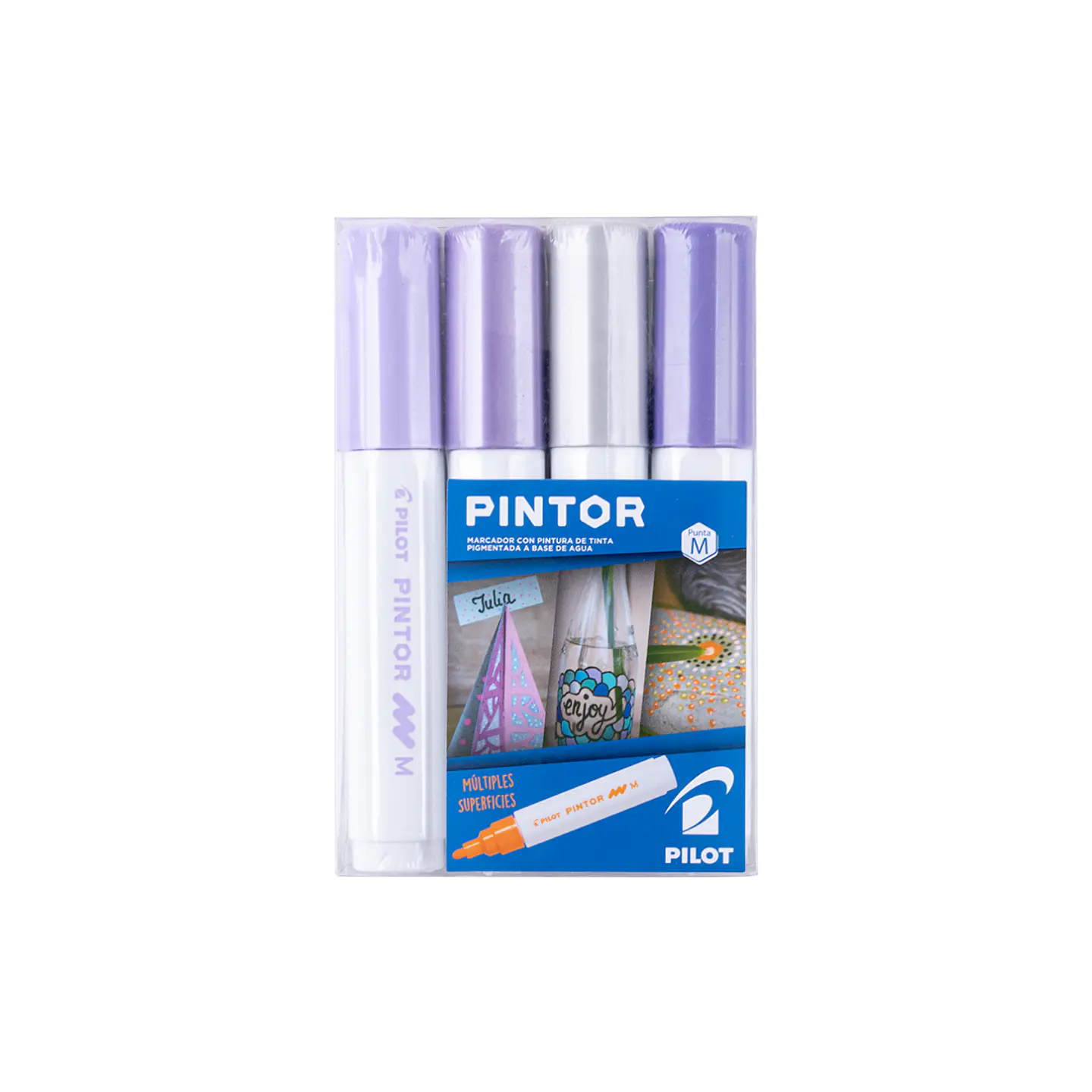 Set Pintor Violeta Punta Media 4 Colores 1