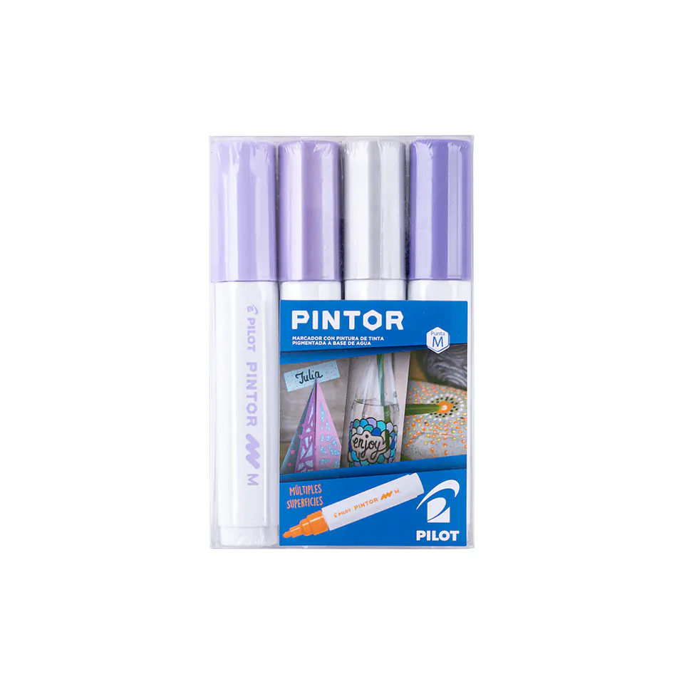 Set Pintor Violeta Punta Media 4 Colores 1