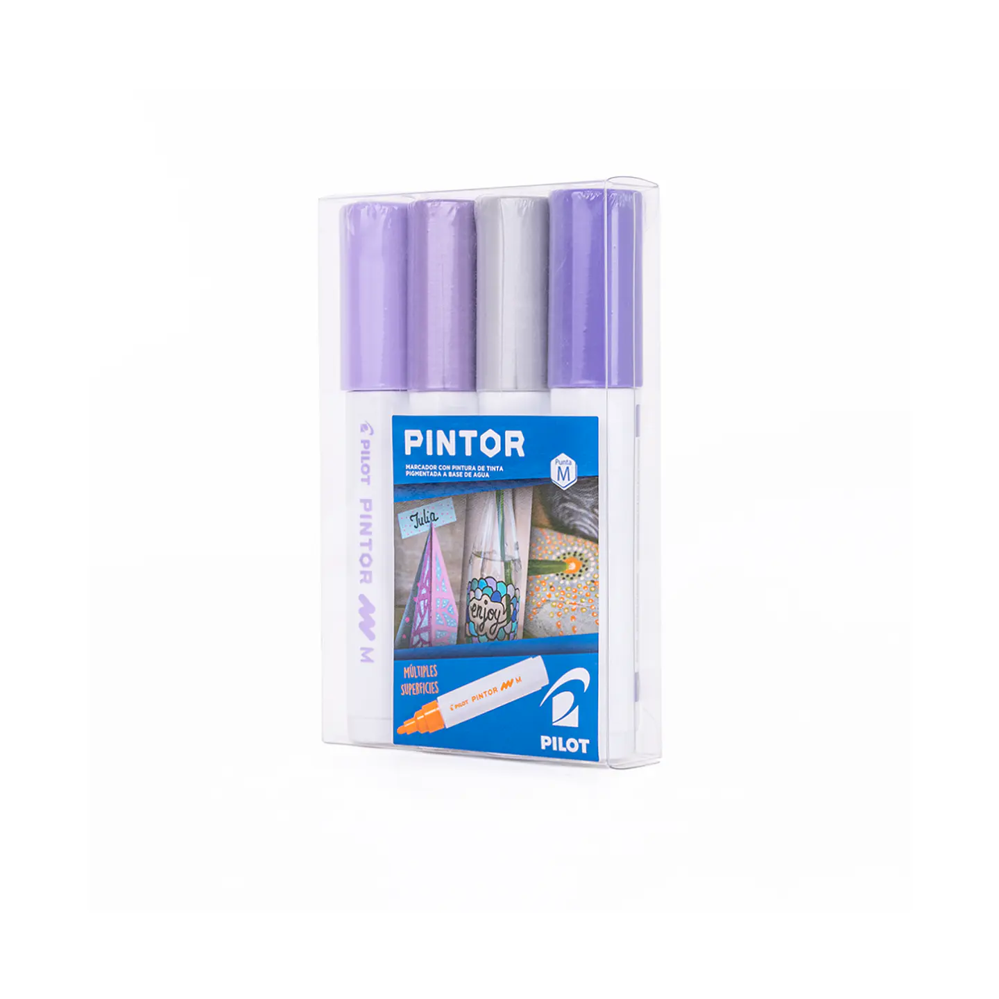 Set Pintor Violeta Punta Media 4 Colores 3