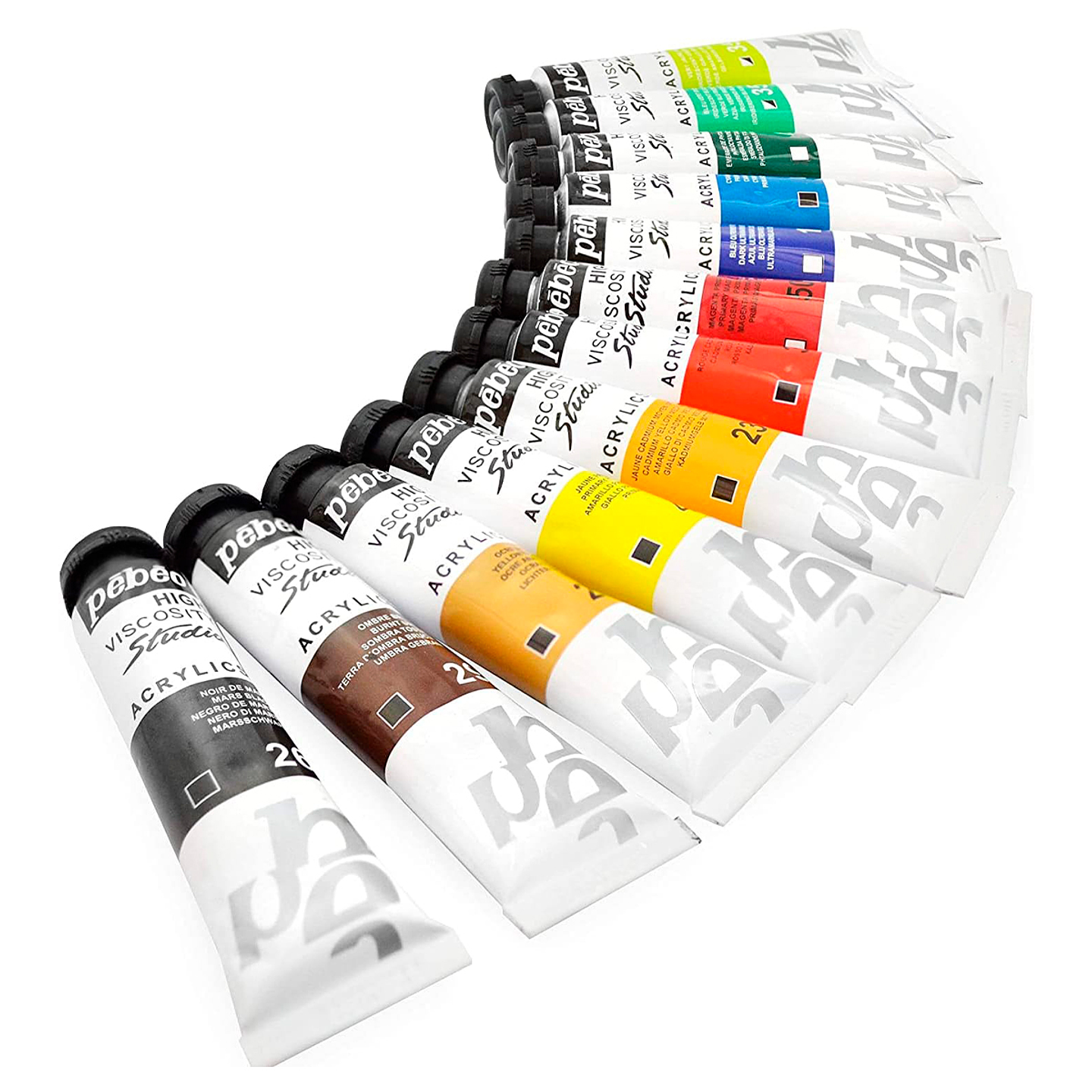Acrílico Pebeo Studio Set 30 Colores 20ml + Pincel 3