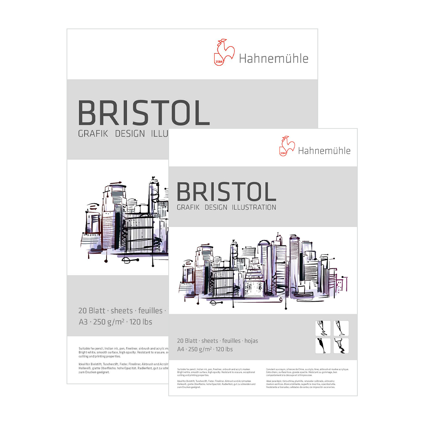 Block Dibujo Bristol 250gr 20 Hojas - Hahnemühle 1
