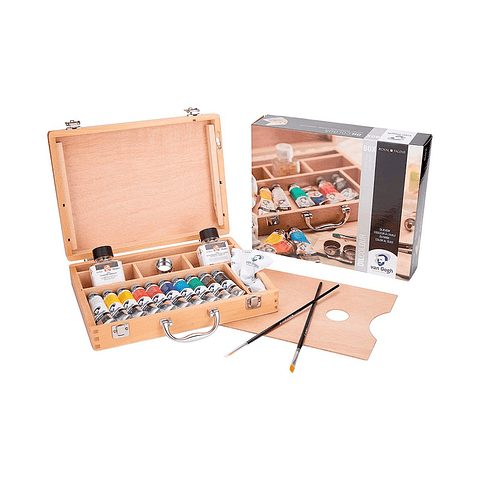 Óleo Van Gogh Caja Madera 10 Colores 40ml + Accesorios