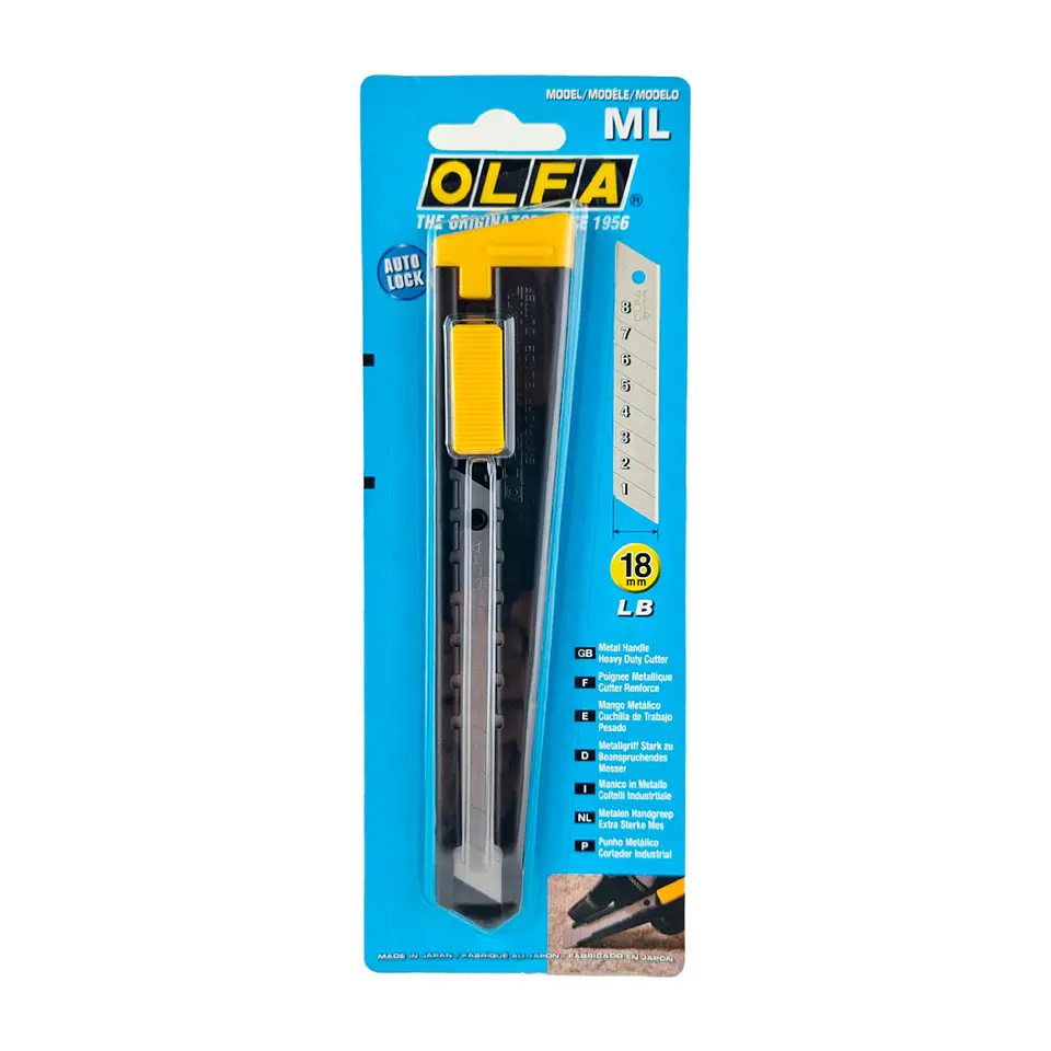 Cuchillo Industrial de 18mm Metálico con Seguro Automático ML - Olfa 1