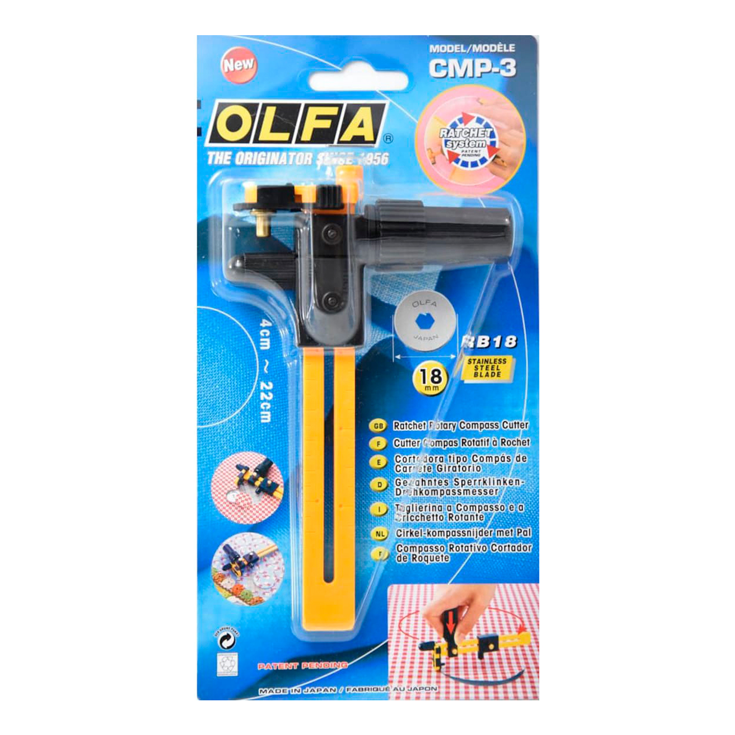 Compás de Corte para Tela Cuchillo Rotativo 18mm CMP-3 1