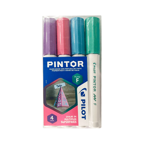 Set Pintor Metalico Punta Fina 4 Colores