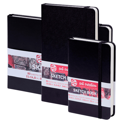 Libreta Sketchbook Negra Lisa 140grs 80hjs - Art Creation