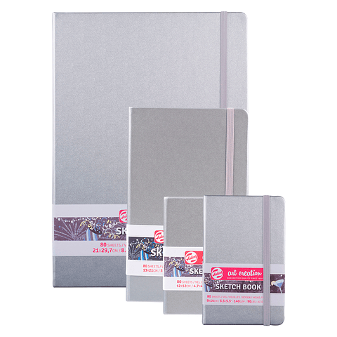 Libreta Sketchbook Plateada Lisa 140grs 80hjs - Art Creation