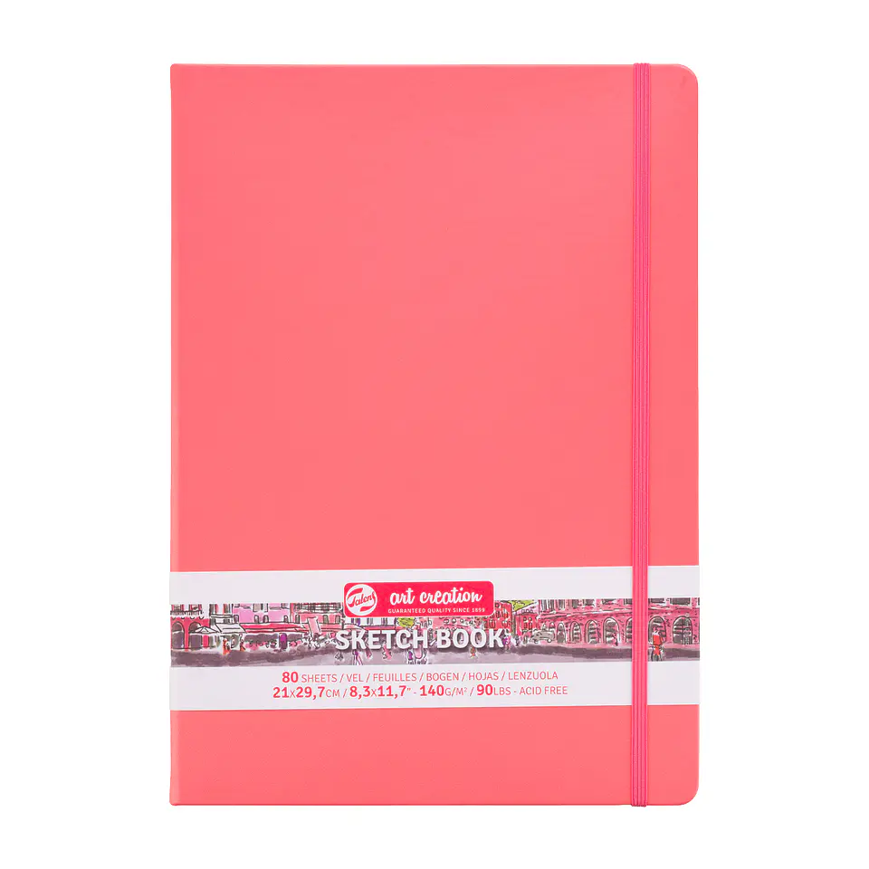 Libreta Sketchbook Rojo Coral Lisa 140grs 80hjs - Art Creation 5