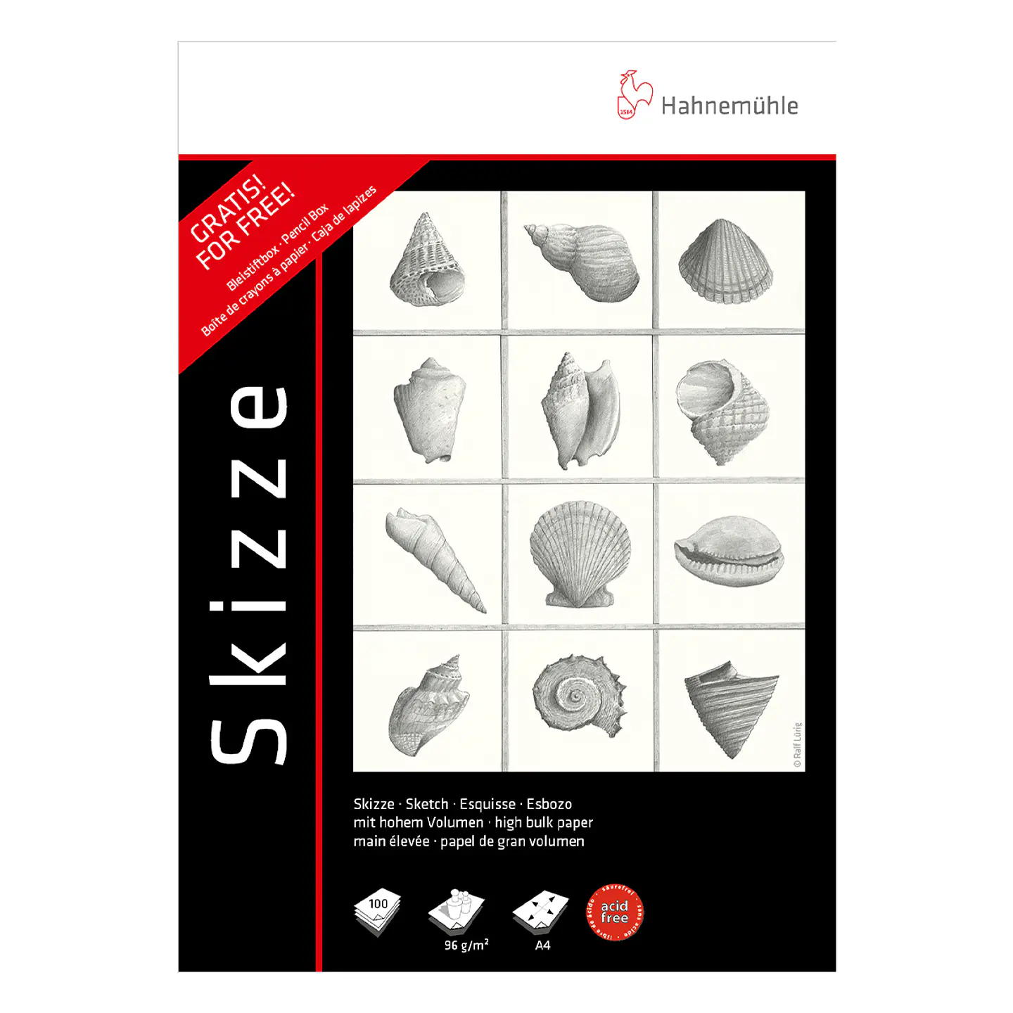 Set 2 Block Dibujo Skizze 96grs Hahnemühle A4 + Estuche de 6 lápices 2