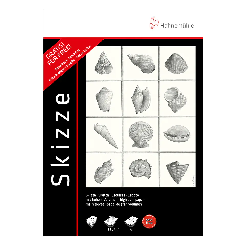 Set 2 Block Dibujo Skizze 96grs Hahnemühle A4 + Estuche de 6 lápices 2