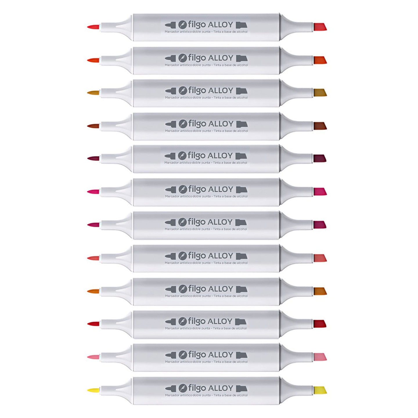 Marcadores Artísticos Doble Punta Filgo Alloy - 12 Tonos Cálidos 2