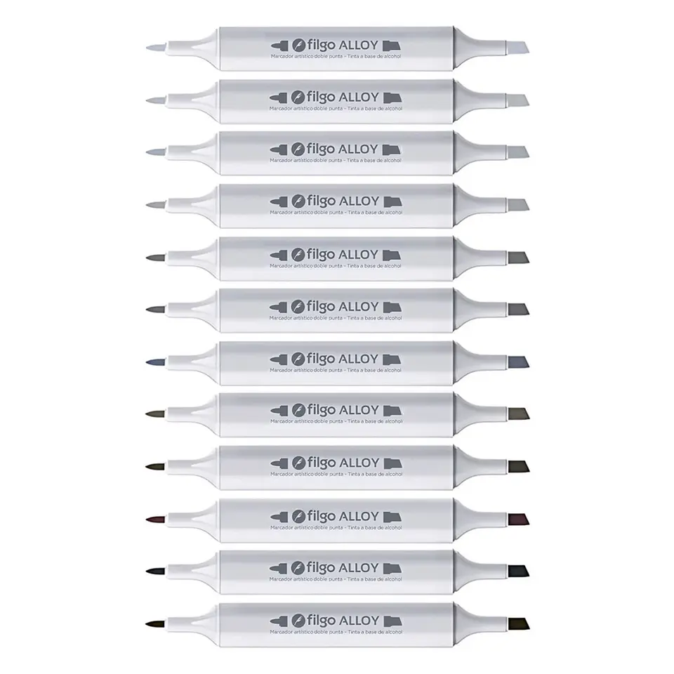 Marcadores Artísticos Doble Punta Filgo Alloy  - 12 Tonos Neutros 2