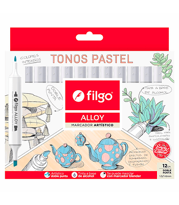 Marcadores Artísticos Doble Punta Filgo Alloy  - 12 Tonos Pastel