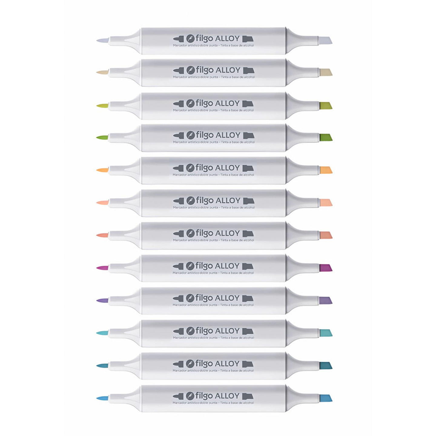 Marcadores Artísticos Doble Punta Filgo Alloy  - 12 Tonos Pastel 2