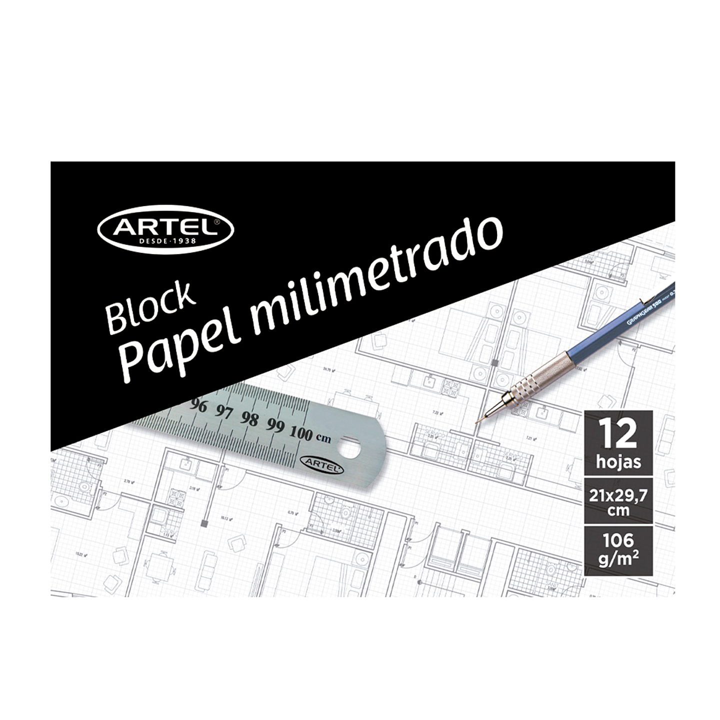 Sobre Papel Milímetrado 12 Hojas A4 Artel 1