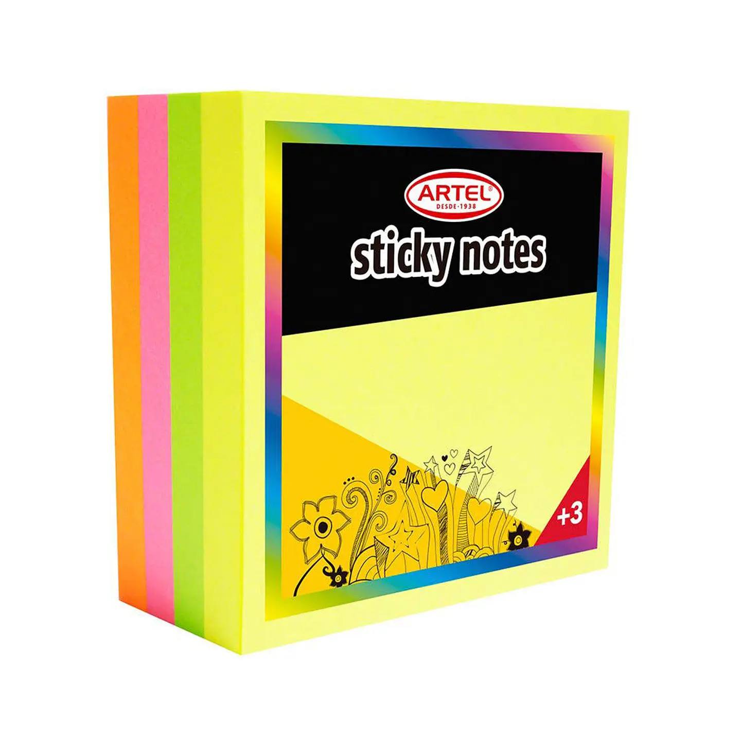 Notas Adhesivas 4 Colores Brillantes 75mm 320 Hojas Artel 1