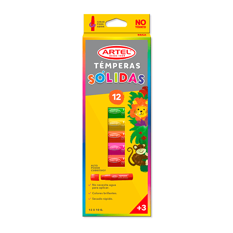 Témpera sólida Artel 12 colores 10gr