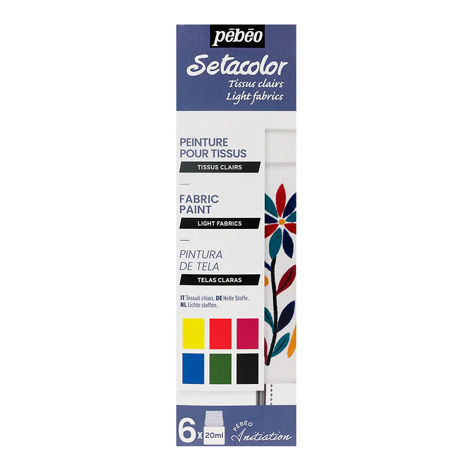 Pintura para Telas Claras Pebeo Setacolor Set 6 Colores x 20ml 1