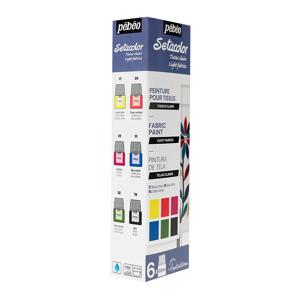 Pintura para Telas Claras Pebeo Setacolor Set 6 Colores x 20ml 2