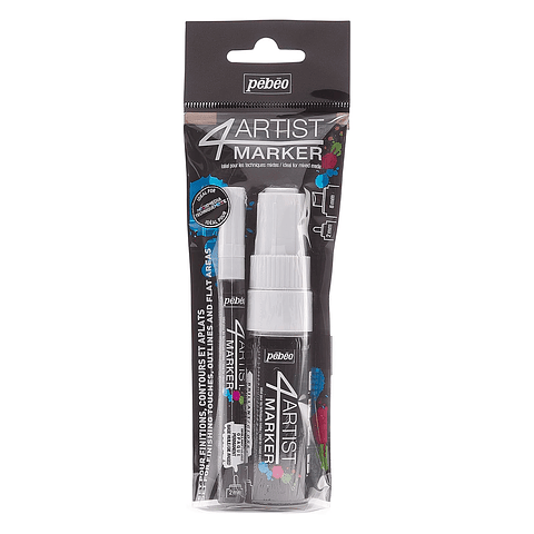 Marcadores al Óleo Pebeo 4 Artist Set Duo 2mm y 8mm Blancos