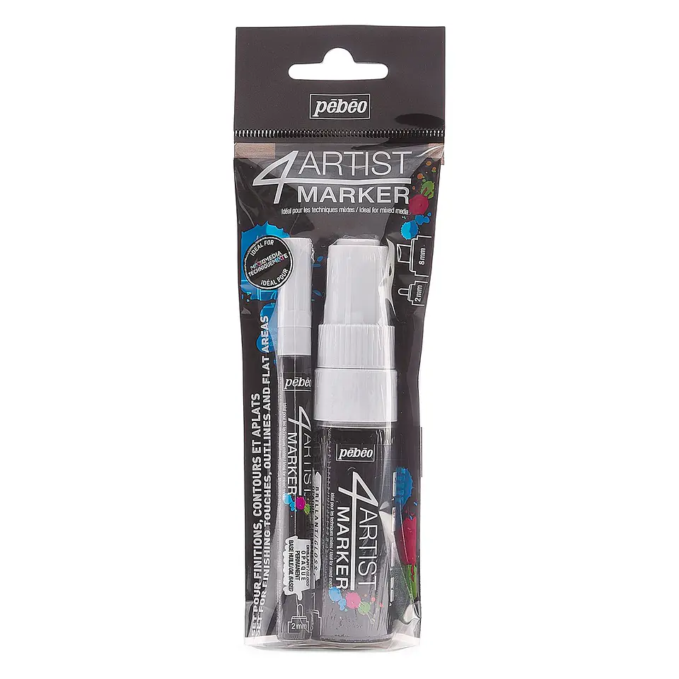 Marcadores al Óleo Pebeo 4 Artist Set Duo 2mm y 8mm Blancos 1