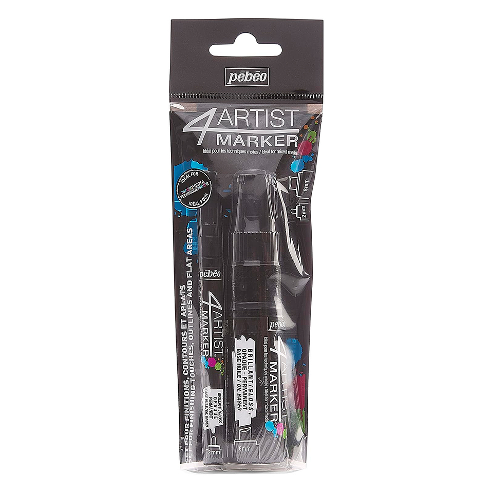Marcadores al Óleo Pebeo 4 Artist Set Duo 2mm y 8mm Negros 1