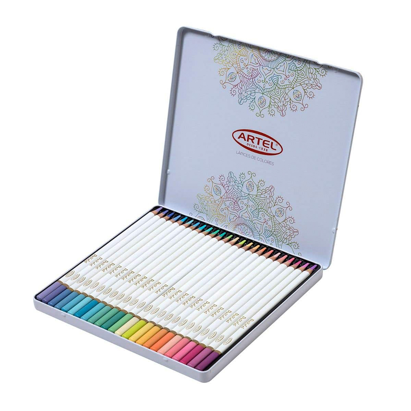 Estuche Metálico 24 lápices colores pasteles - Artel 2