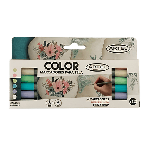 Marcadores de Tela 6 Colores Pastel - Artel