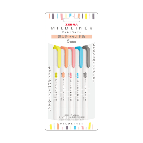 Zebra Mildliner Destacador Friendly - Set De 5 Colores