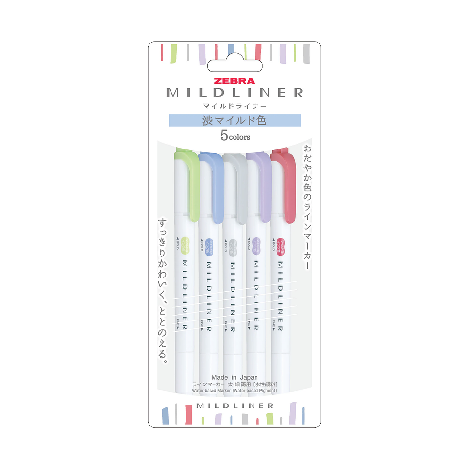Zebra Mildliner Destacador Cool And Refined - Set 5 Colores 1