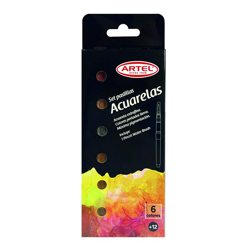 Estuche Acuarelas en Pastilla 6 Colores Metalizados - Artel 1