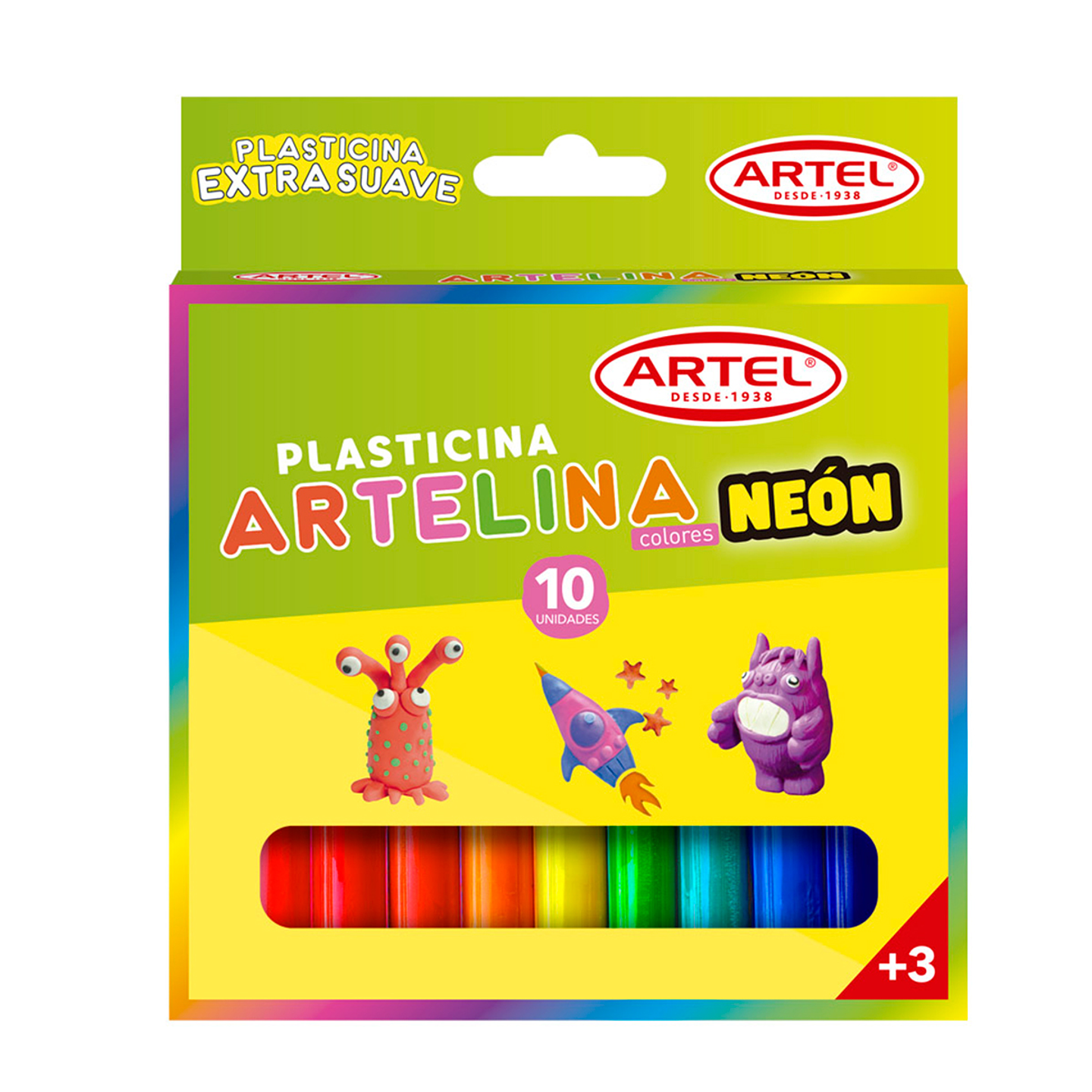 Plasticina Artelina Neón 10 Unidades - Artel 1