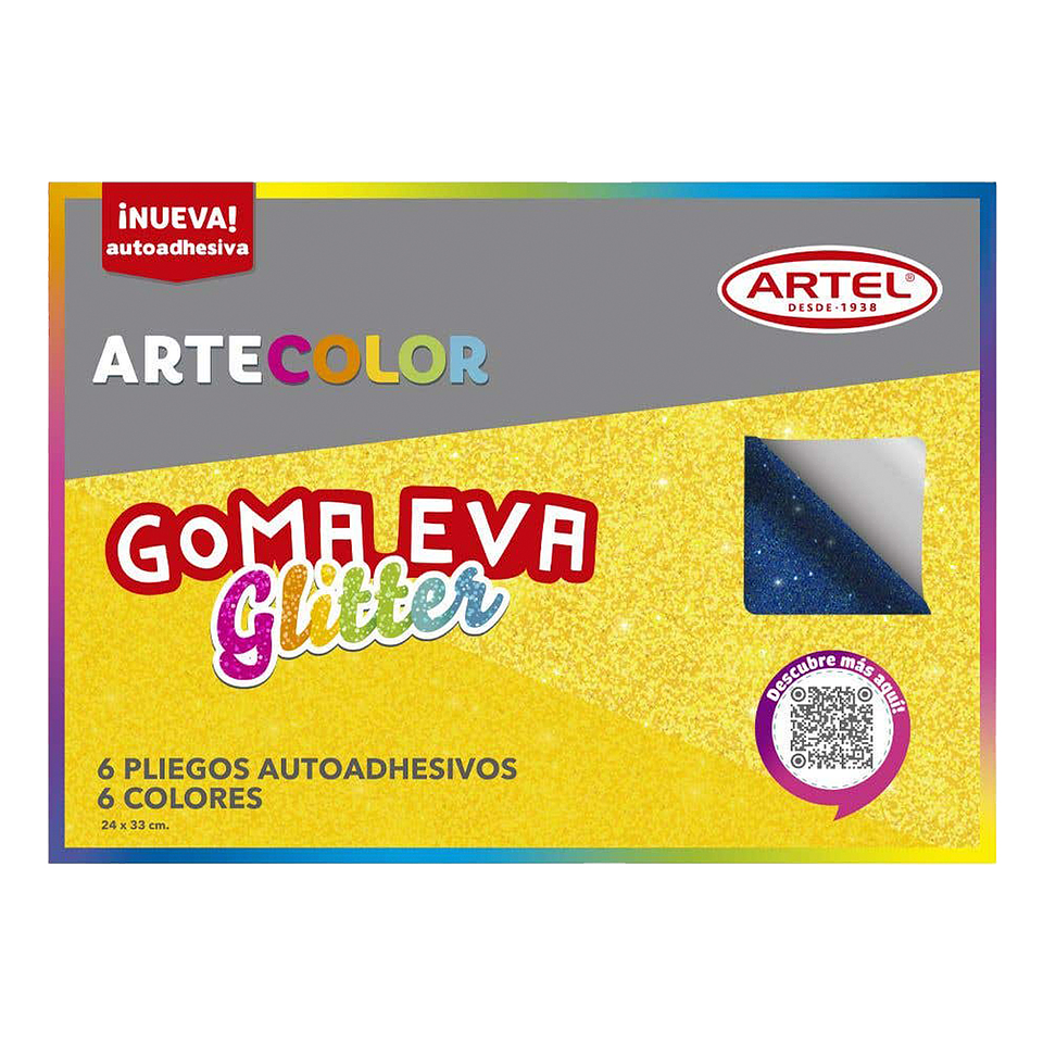 Estuche Artecolor Goma Eva Glitter Adhesivo - Artel 1