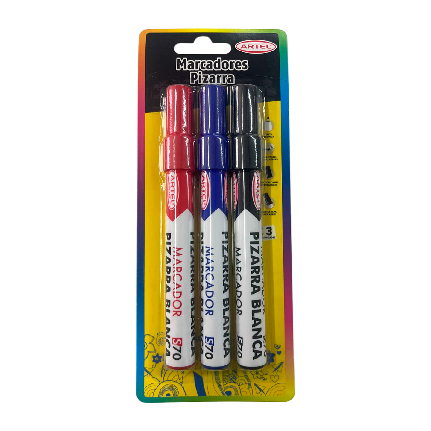 Blister 3 Marcadores de Pizarra Clasico - Artel 1
