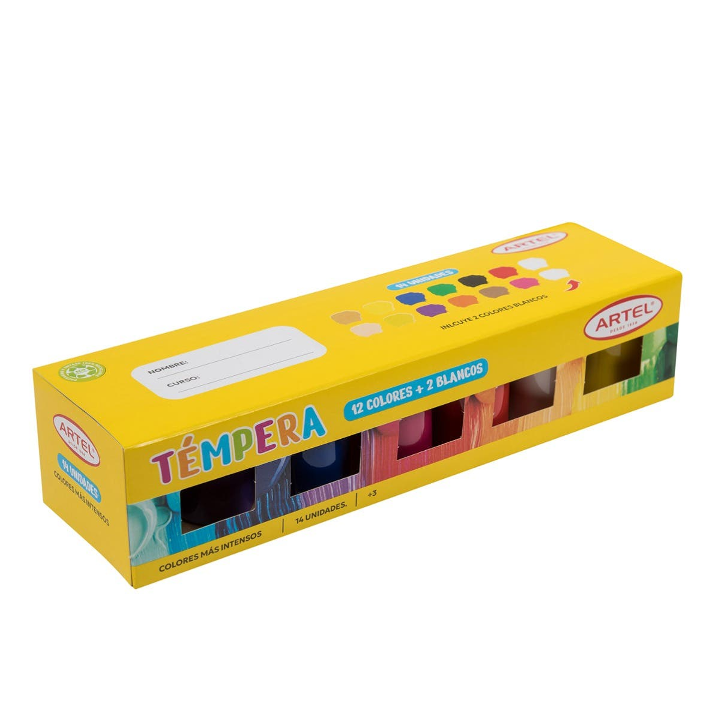 Estuche Tempera Artel 12 Colores + 2 Blancos Adicionales 1