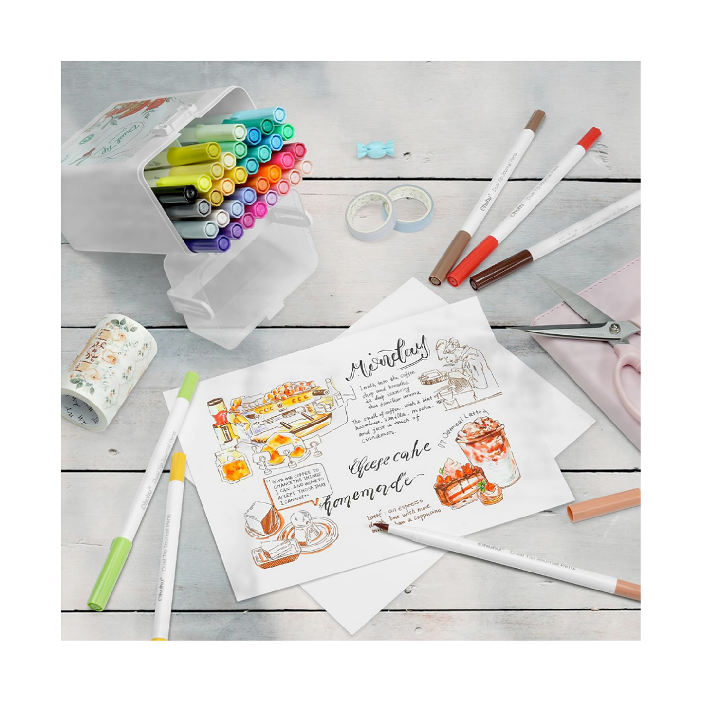 Ohuhu 40 Marcadores a Base de Agua Pincel y Fineliner 5