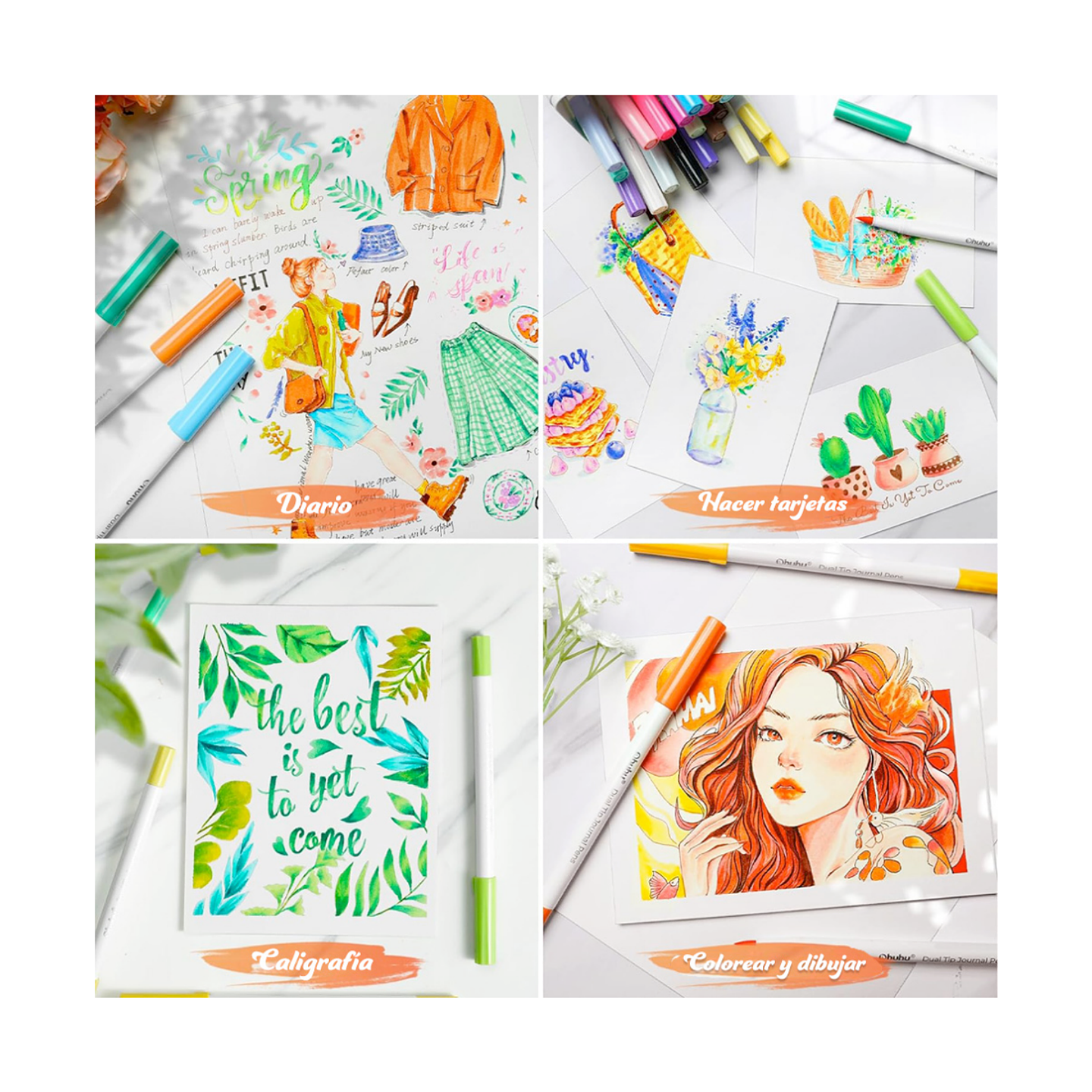 Ohuhu 40 Marcadores a Base de Agua Pincel y Fineliner 6