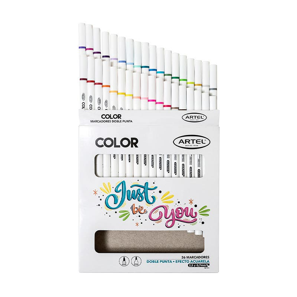 Estuche Marcadores Doble Punta 36 Colores 2