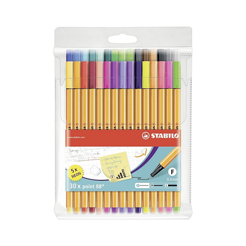 Set 30 Lapices Stabilo Point 88 Colores + Neon
