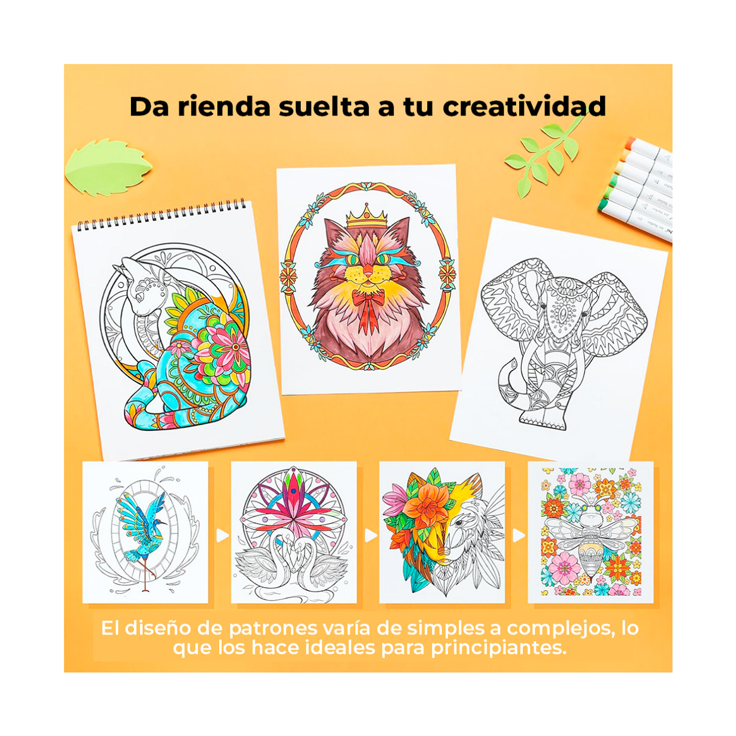 Libro Ohuhu Colorear Mandalas Animales Doble Cara 3