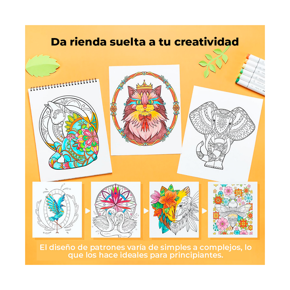 Libro Ohuhu Colorear Mandalas Animales Doble Cara 3