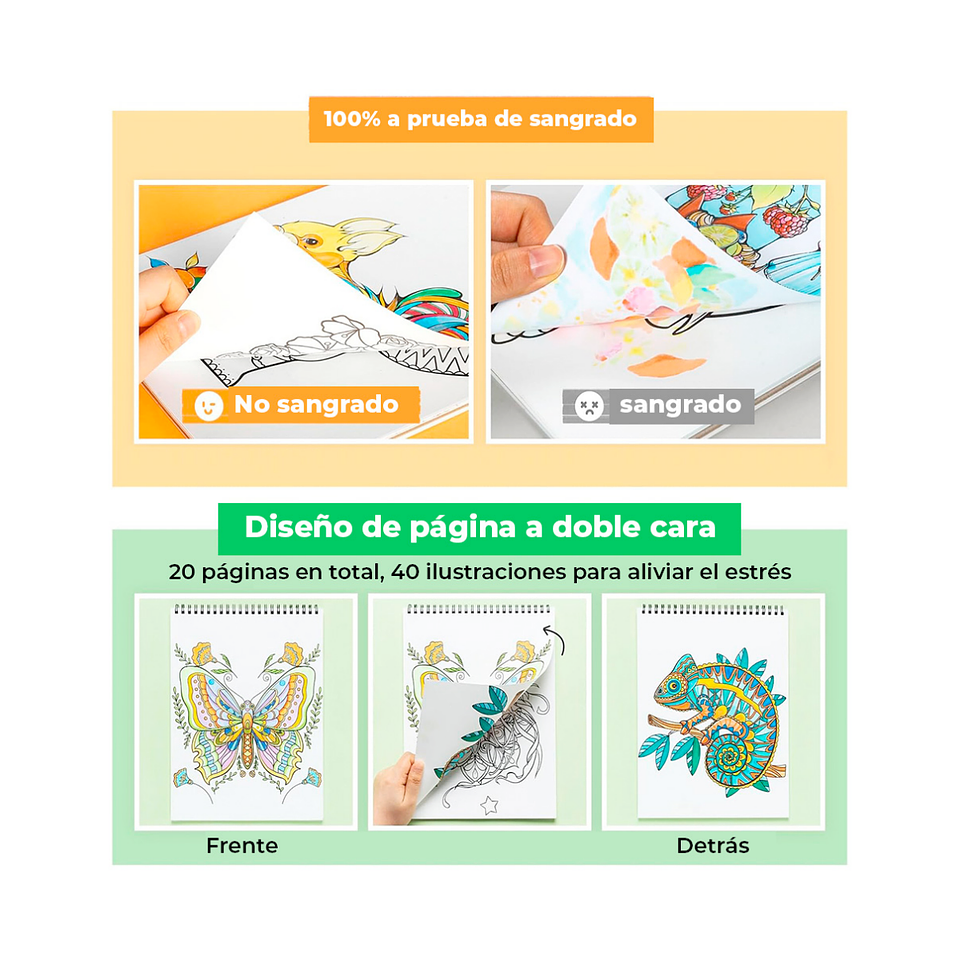 Libro Ohuhu Colorear Mandalas Animales Doble Cara 4