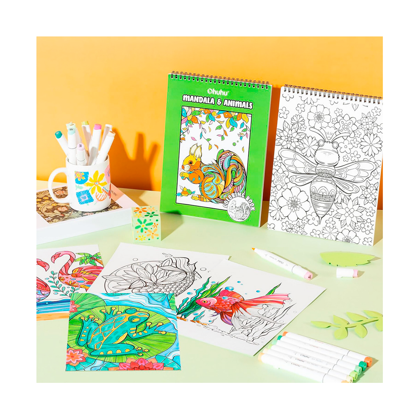 Libro Ohuhu Colorear Mandalas Animales Doble Cara 5