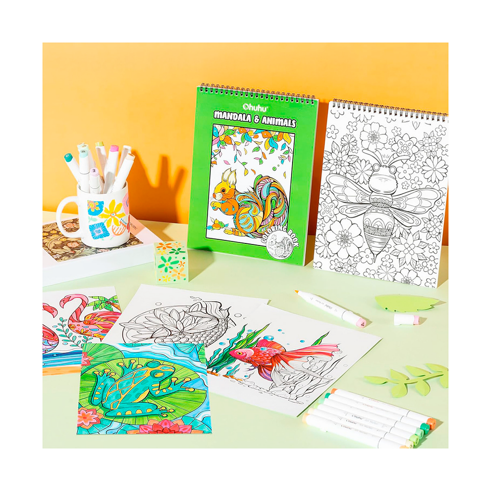 Libro Ohuhu Colorear Mandalas Animales Doble Cara 5