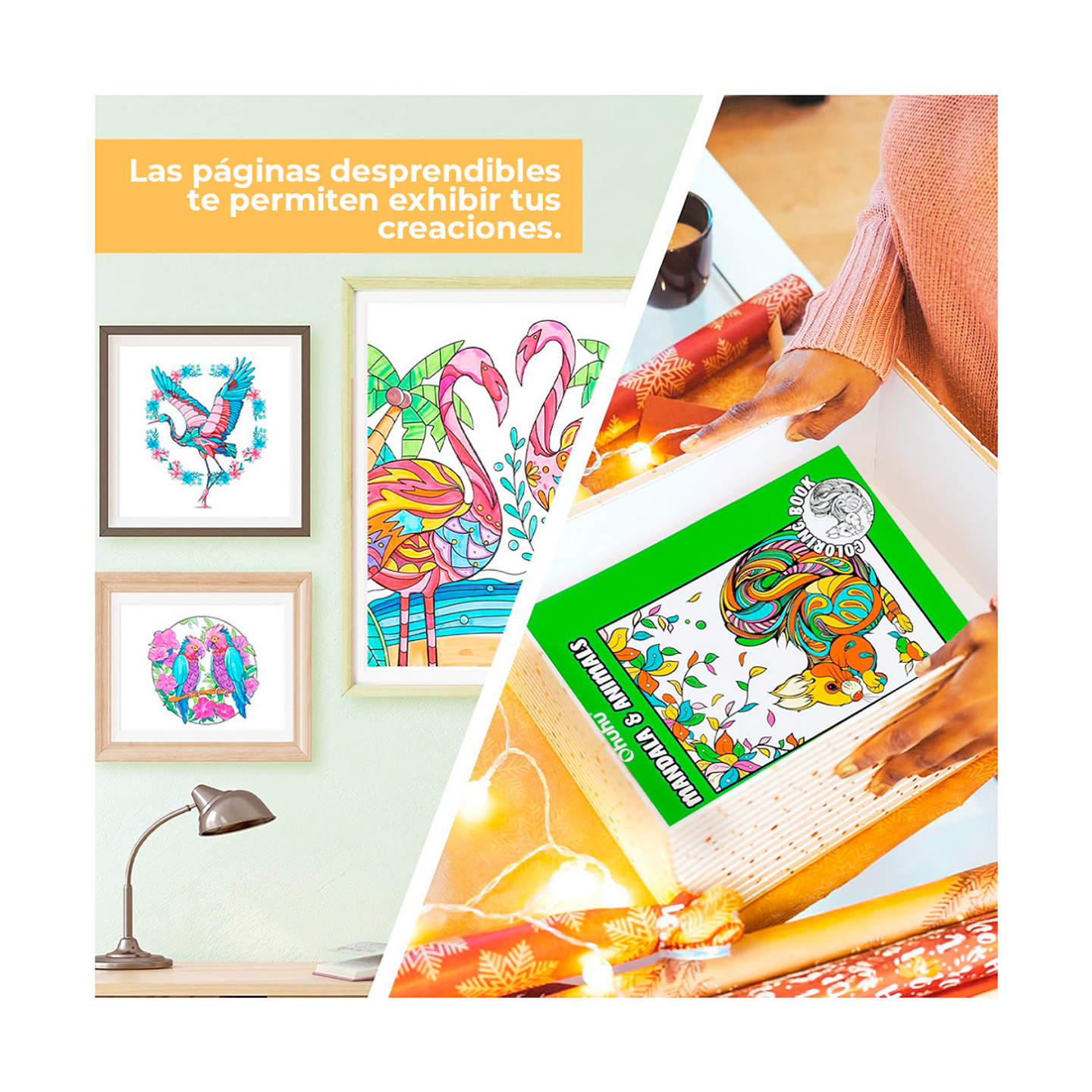 Libro Ohuhu Colorear Mandalas Animales Doble Cara 7